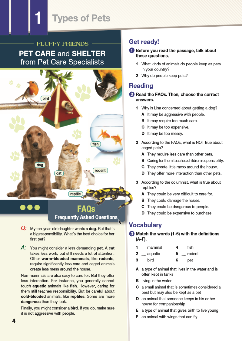 ESP English for Specific Purposes - Career Paths: Pet Care - Sample Page 1