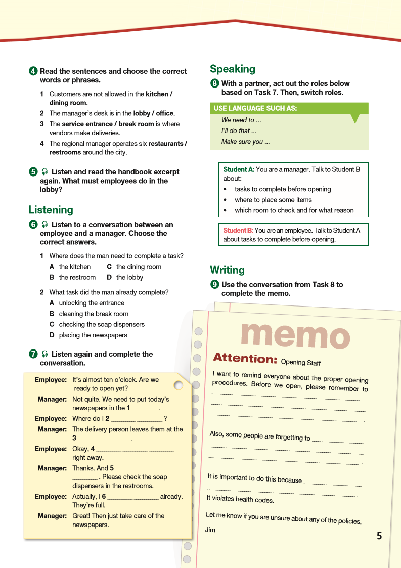ESP English for Specific Purposes - Career Paths: Fast Food - Sample Page 2