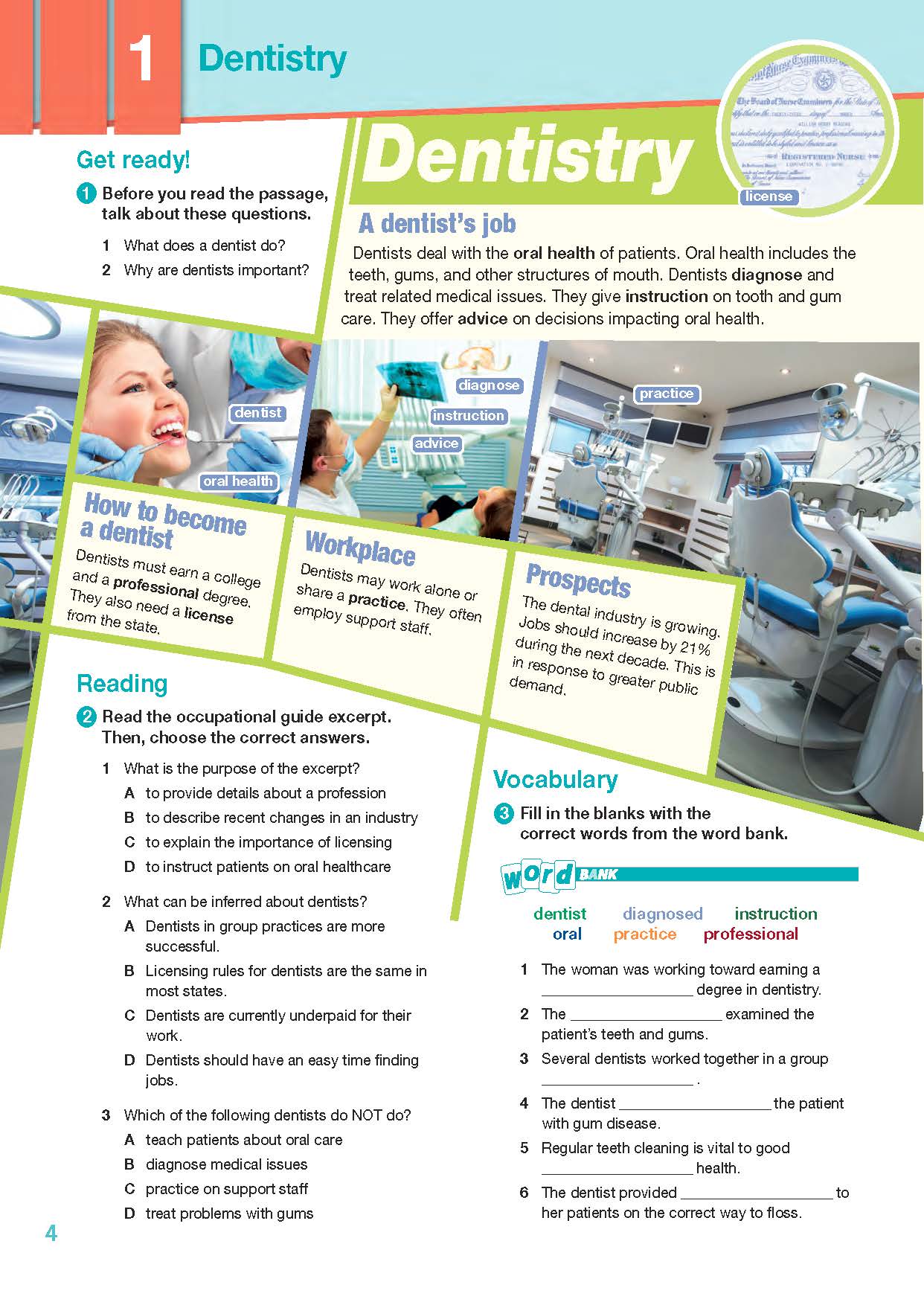 ESP English for Specific Purposes - Career Paths: Dentistry - Sample Page 1