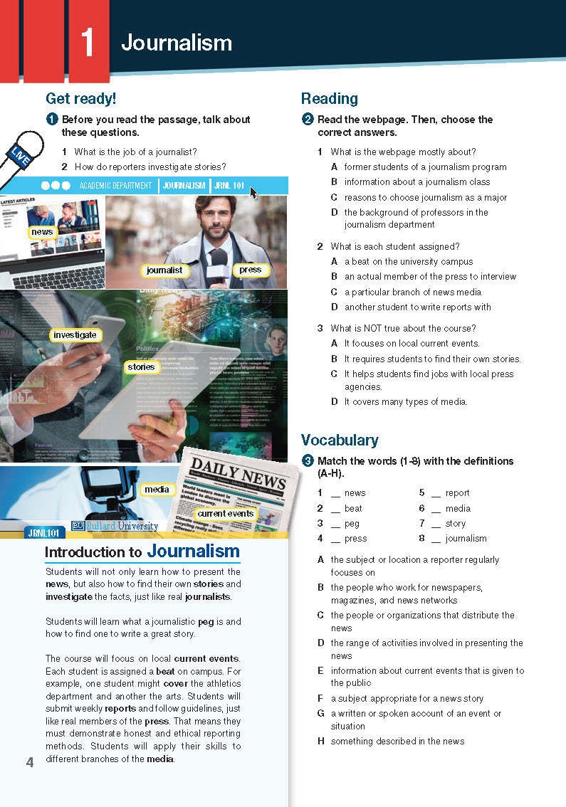 ESP English for Specific Purposes - Career Paths: Journalism - Sample Page 1