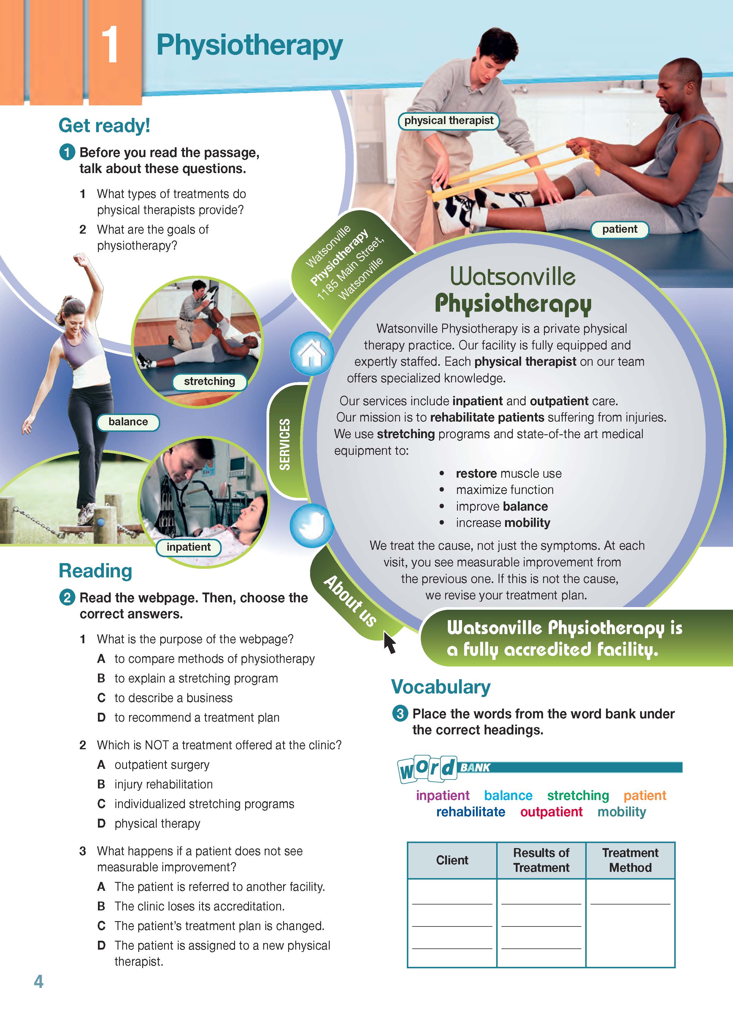 ESP English for Specific Purposes - Career Paths: Physiotherapy - Sample Page 1