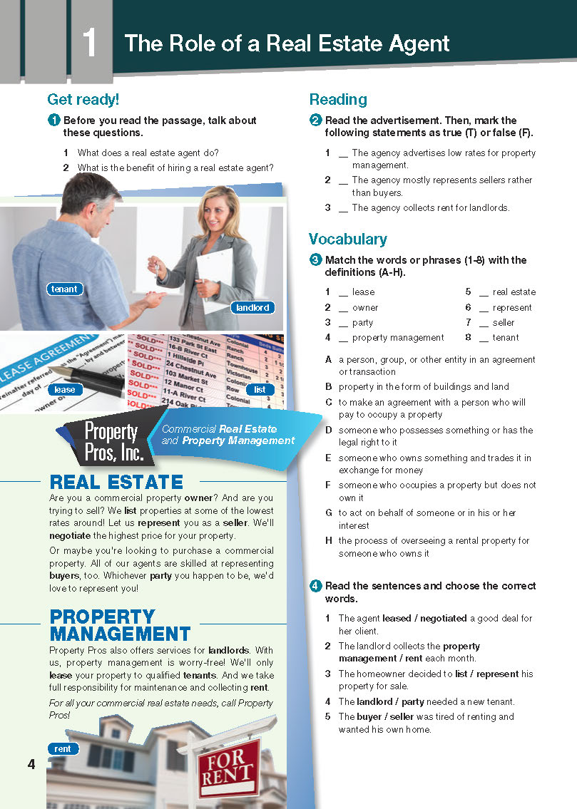 ESP English for Specific Purposes - Career Paths: Real Estate - Sample Page 1