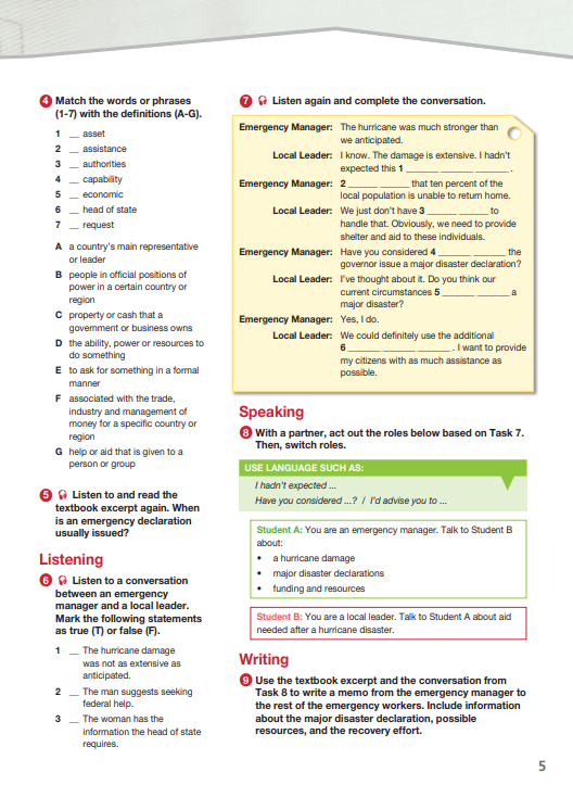 ESP English for Specific Purposes - Career Paths: Emergency Management - Sample Page 2